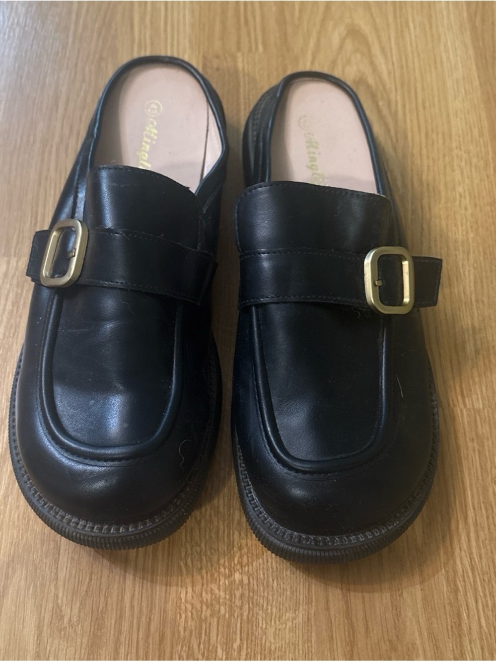 Black Slip-On Loafer Mules with Buckle - Men
